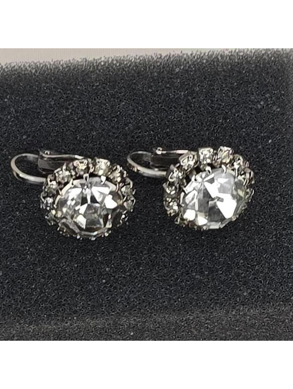 Vintage Clear Rhinestone Clip-On Earrings